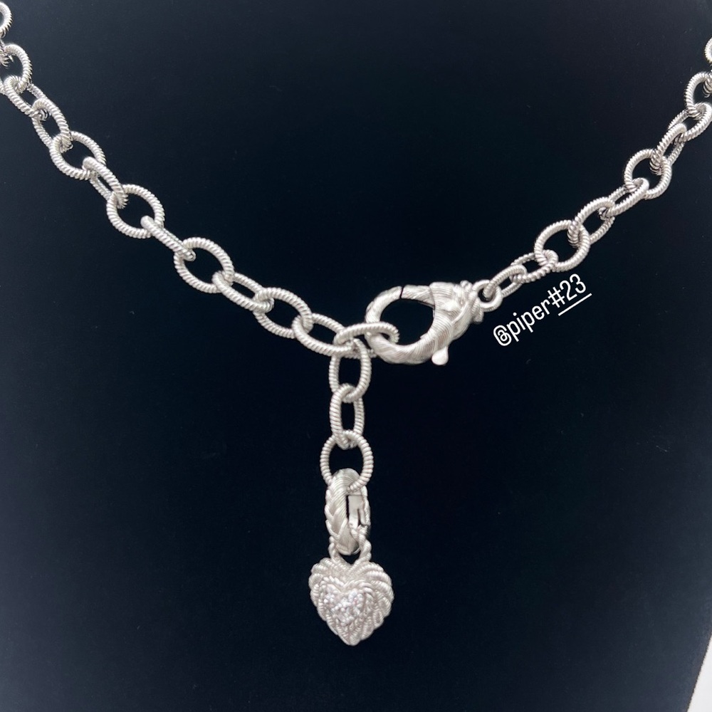 Judith Ripka Country Link Necklace with Removable Diamonique Heart Charm 20” - Picture 3 of 12